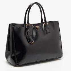Pre Owned Prada Black Saffiano Patent Leather Large Gardener's Tote