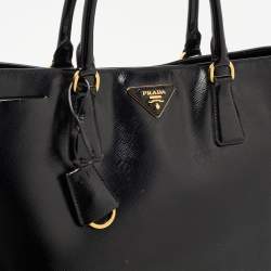 Pre Owned Prada Black Saffiano Patent Leather Large Gardener's Tote