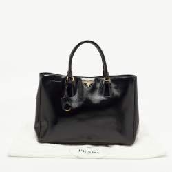 Pre Owned Prada Black Saffiano Patent Leather Large Gardener's Tote