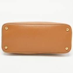 Pre Owned Prada Tan Saffiano Lux Leather Medium Promenade Satchel