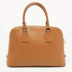 Pre Owned Prada Tan Saffiano Lux Leather Medium Promenade Satchel