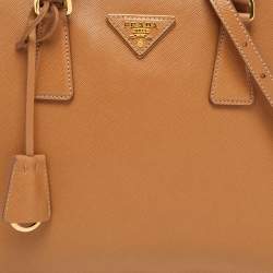 Pre Owned Prada Tan Saffiano Lux Leather Medium Promenade Satchel