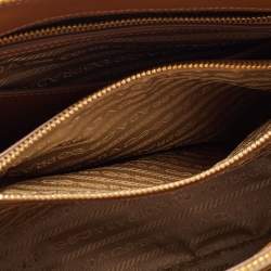 Pre Owned Prada Tan Saffiano Lux Leather Medium Promenade Satchel