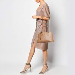 Pre Owned Prada Tan Saffiano Lux Leather Medium Promenade Satchel