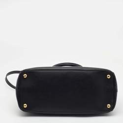Pre Owned Prada Black Saffiano Lux Leather Medium Galleria Double Zip Tote
