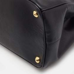 Pre Owned Prada Black Saffiano Lux Leather Medium Galleria Double Zip Tote