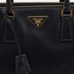Pre Owned Prada Black Saffiano Lux Leather Medium Galleria Double Zip Tote