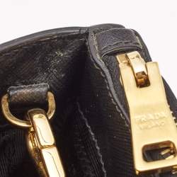 Pre Owned Prada Black Saffiano Lux Leather Medium Galleria Double Zip Tote