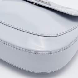 Pre Owned Prada Grey Leather Flap Cleo Hobo