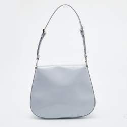 Pre Owned Prada Grey Leather Flap Cleo Hobo