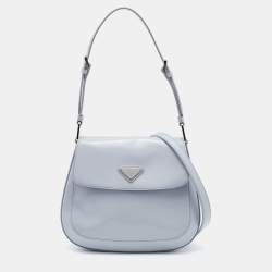 Pre Owned Prada Grey Leather Flap Cleo Hobo