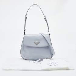 Pre Owned Prada Grey Leather Flap Cleo Hobo