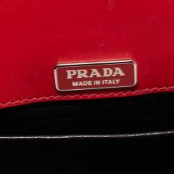 Pre Owned Prada Red/Black Leather Crystal Embellished Cahier Shoulder Bag