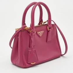 Pre Owned Prada Fuchsia Saffiano Lux Leather Mini Galleria Tote