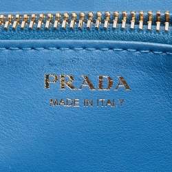 Pre Owned Prada Grey Daino Leather Zip Around Wallet