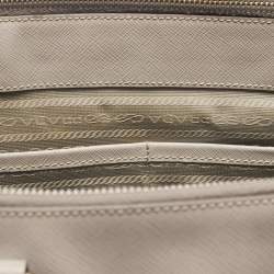 Pre Owned Prada Grey Saffiano Lux Leather Large Double Zip Tote