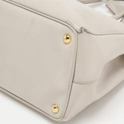 Pre Owned Prada Grey Saffiano Lux Leather Large Double Zip Tote