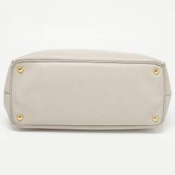 Pre Owned Prada Grey Saffiano Lux Leather Large Double Zip Tote