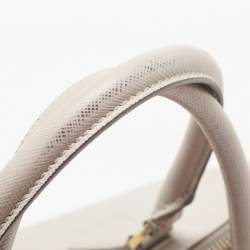 Pre Owned Prada Grey Saffiano Lux Leather Large Double Zip Tote