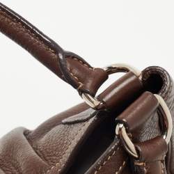 Prada Dark Brown Vitello Daino Leather Pushlock Flap Hobo