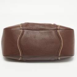Prada Dark Brown Vitello Daino Leather Pushlock Flap Hobo