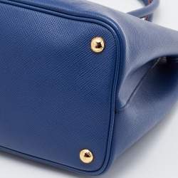 Pre Owned حقيبة يد برادا مزدوجة متوسطةجلد سافيانو كوير بني كراميل