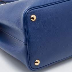 Pre Owned حقيبة يد برادا مزدوجة متوسطةجلد سافيانو كوير بني كراميل