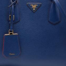 Pre Owned حقيبة يد برادا مزدوجة متوسطةجلد سافيانو كوير بني كراميل