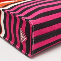 Pre Owned Prada Multicolor Canvas Stripe Tote