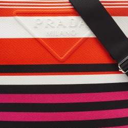 Pre Owned Prada Multicolor Canvas Stripe Tote