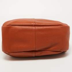 Pre Owned Prada Brown Vitello Daino Leather Zip Hobo