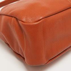 Pre Owned Prada Brown Vitello Daino Leather Zip Hobo