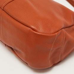 Pre Owned Prada Brown Vitello Daino Leather Zip Hobo