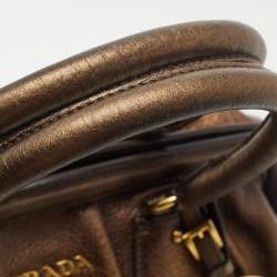 Pre Owned Prada Bronze Leather Frame Satchel