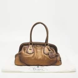 Pre Owned Prada Bronze Leather Frame Satchel