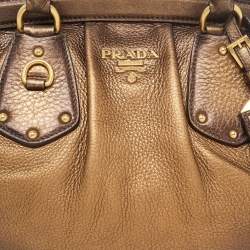 Pre Owned Prada Bronze Leather Frame Satchel