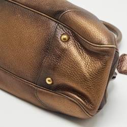 Pre Owned Prada Bronze Leather Frame Satchel