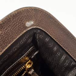Pre Owned Prada Bronze Leather Frame Satchel