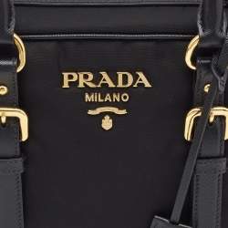Pre Owned Prada Black Nylon and Leather Bauletto Satchel