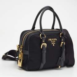 Pre Owned Prada Black Nylon and Leather Bauletto Satchel