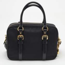 Pre Owned Prada Black Nylon and Leather Bauletto Satchel