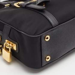 Pre Owned Prada Black Nylon and Leather Bauletto Satchel
