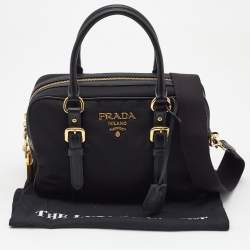 Pre Owned Prada Black Nylon and Leather Bauletto Satchel