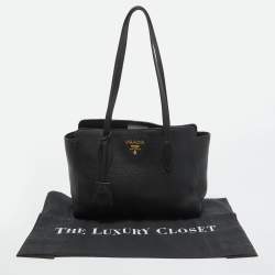 Pre Owned Prada Black Vitello Leather Phoenix Tote