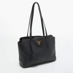 Pre Owned Prada Black Vitello Leather Phoenix Tote