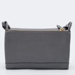 Prada Grey Leather Flap Crossbody Bag