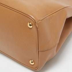 Pre Owned Prada Brown Saffiano Leather Large Double Zip Tote