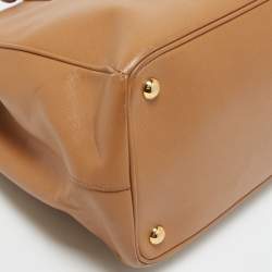Pre Owned Prada Brown Saffiano Leather Large Double Zip Tote