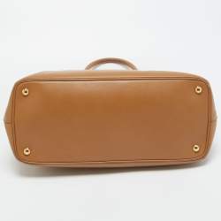 Pre Owned Prada Brown Saffiano Leather Large Double Zip Tote