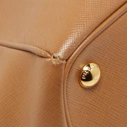 Pre Owned Prada Brown Saffiano Leather Large Double Zip Tote